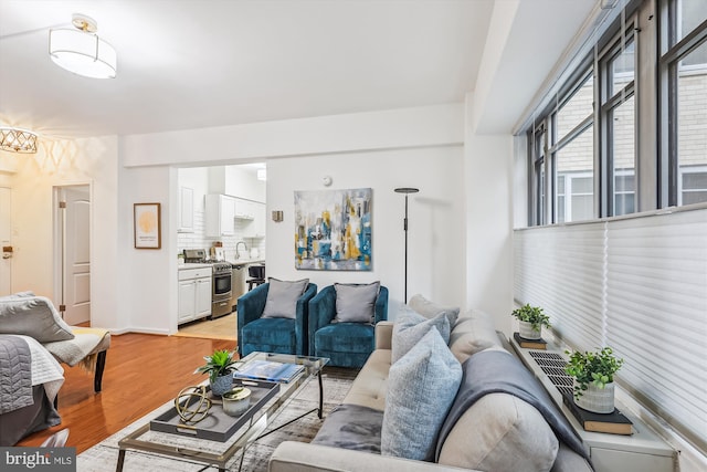 living room with light wood-style floors