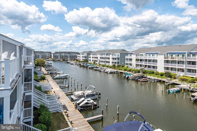 water view with a boat dock