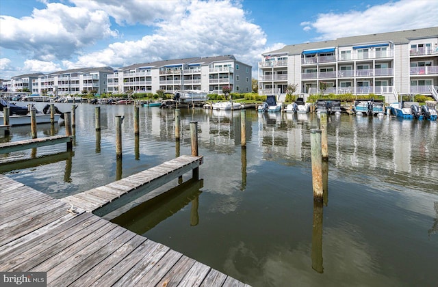 dock area featuring a water view