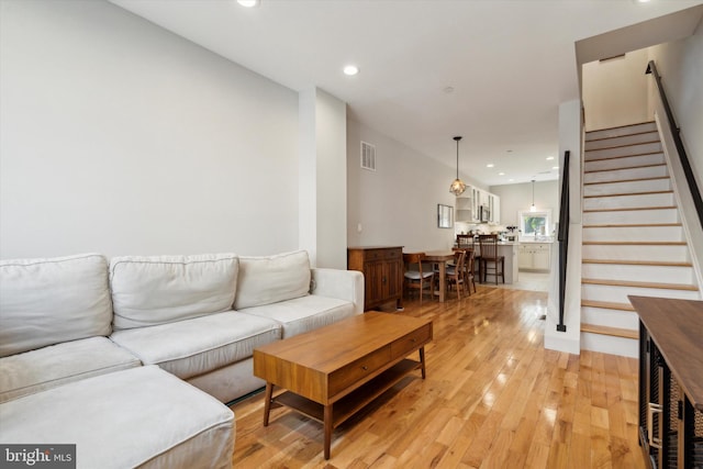 living room with light wood-type flooring