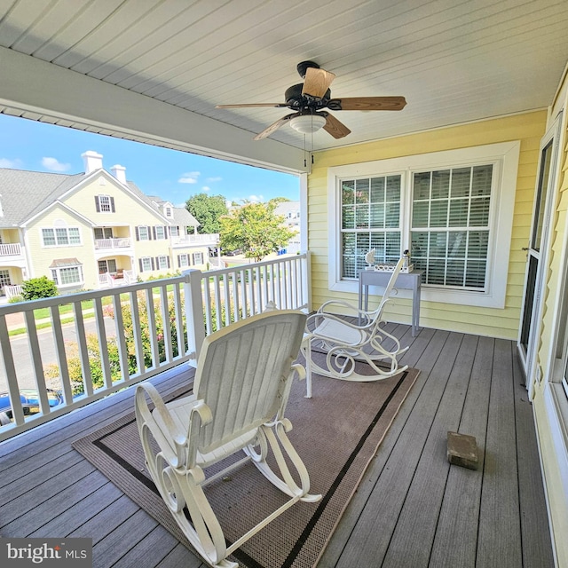 deck featuring ceiling fan