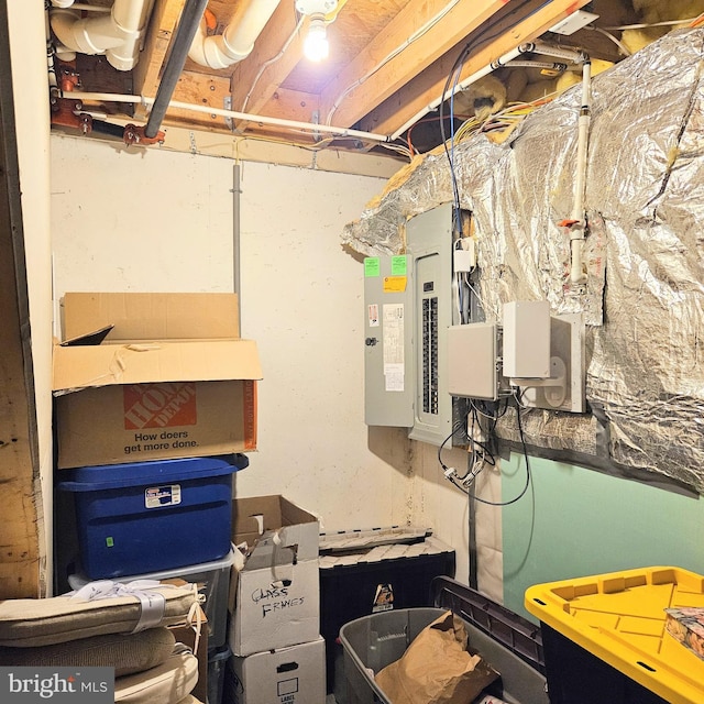 basement with electric panel