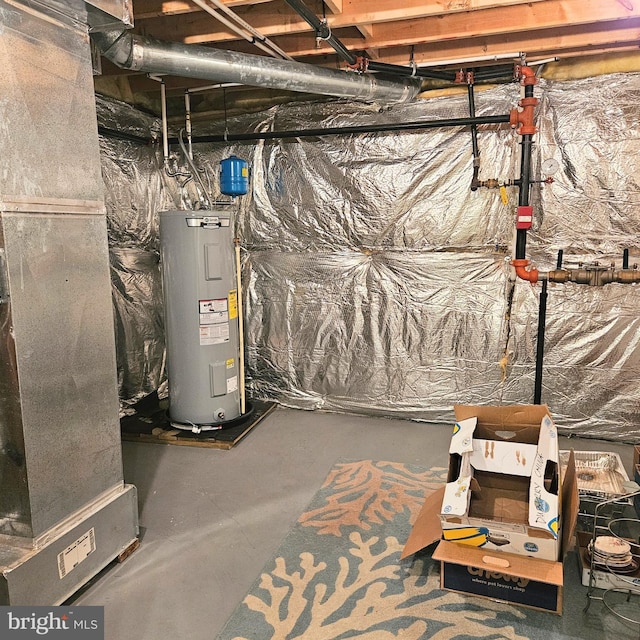 utility room with water heater