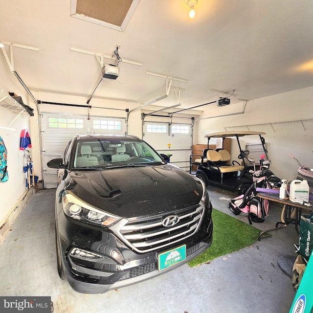 garage with a garage door opener