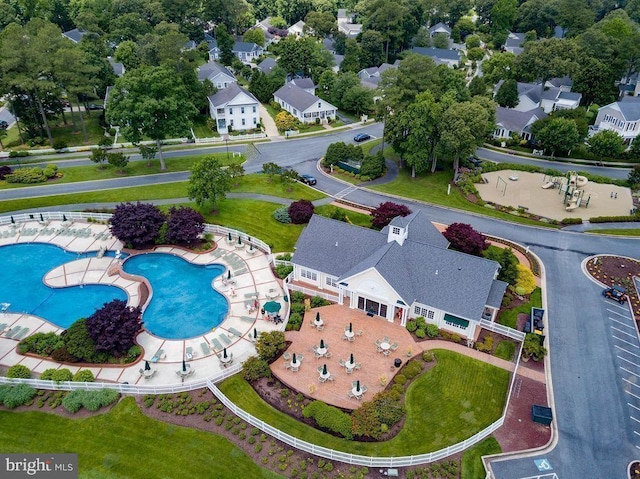 aerial view featuring a residential view