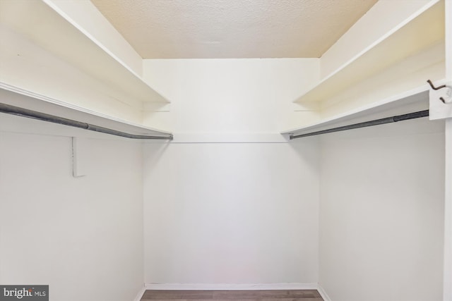 walk in closet with wood finished floors