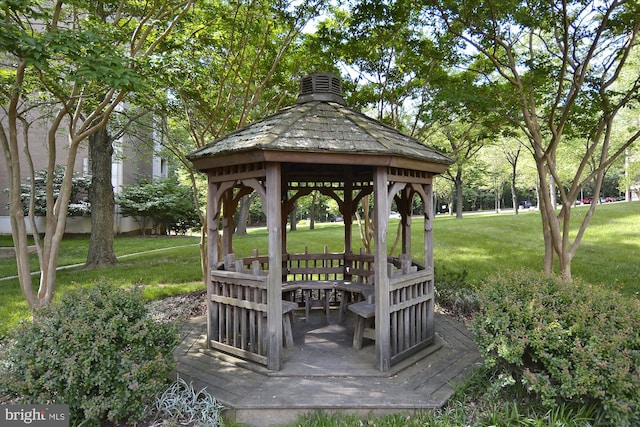 view of home's community featuring a lawn and a gazebo