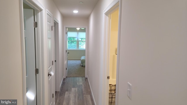 hall featuring light wood-type flooring