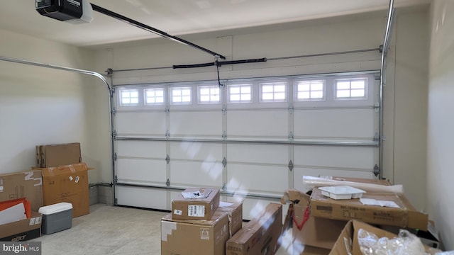 garage with a garage door opener