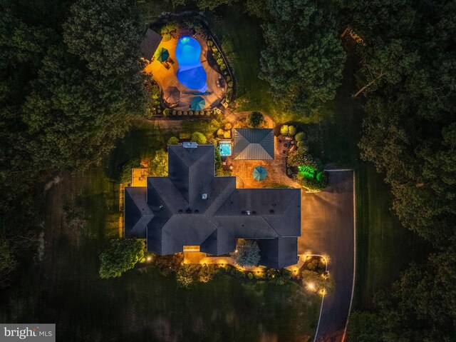 view of aerial view at night