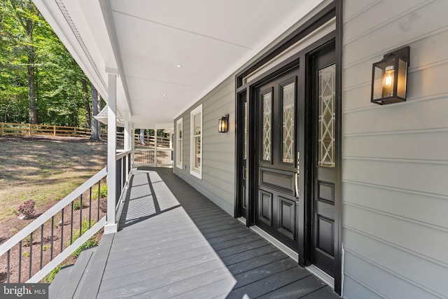 wooden deck with covered porch