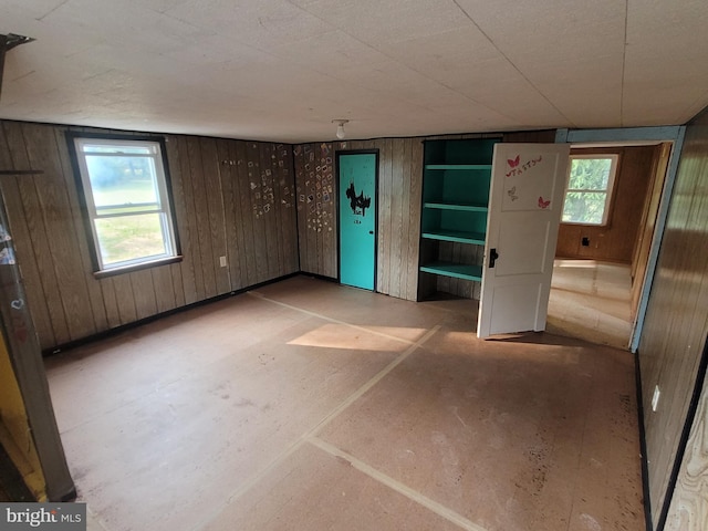 interior space with wood walls and a healthy amount of sunlight