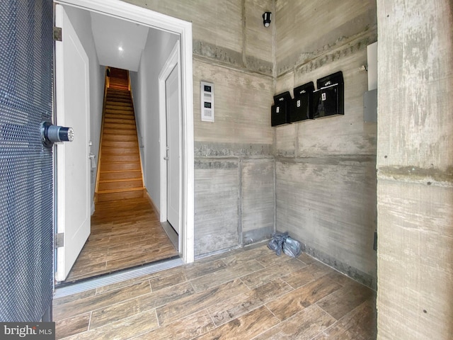 bathroom featuring hardwood / wood-style flooring