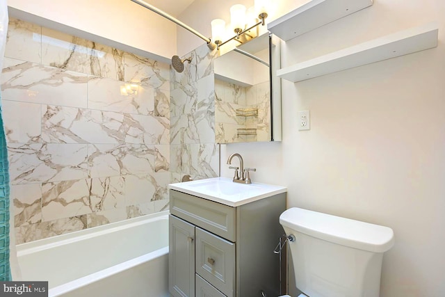 full bathroom featuring shower / bath combination with curtain, vanity, and toilet