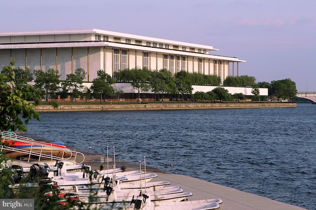 dock area featuring a water view