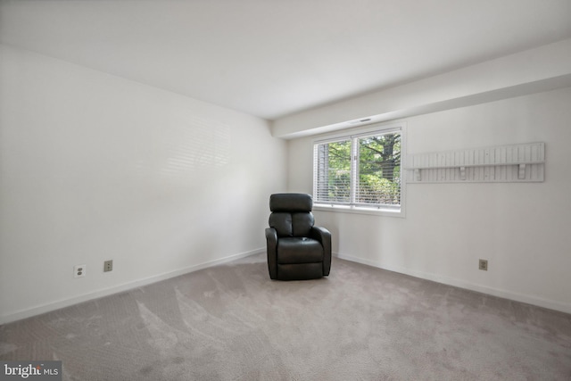 unfurnished room with light colored carpet