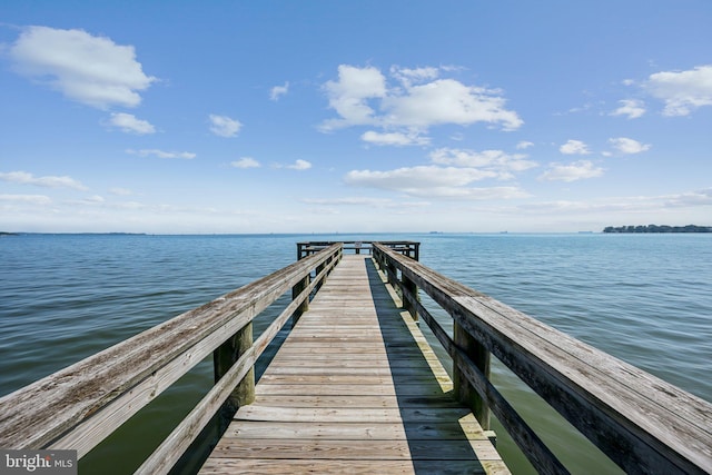 view of dock featuring a water view