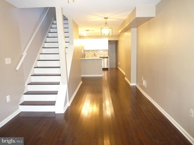 hall featuring dark hardwood / wood-style flooring