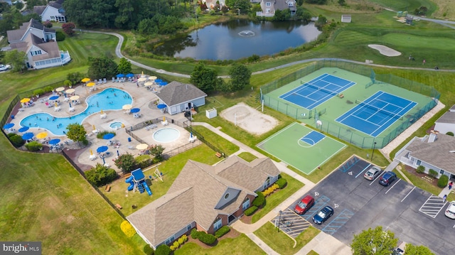 bird's eye view featuring a water view