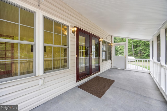 view of unfurnished sunroom