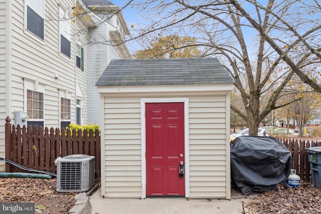 view of outbuilding with central AC