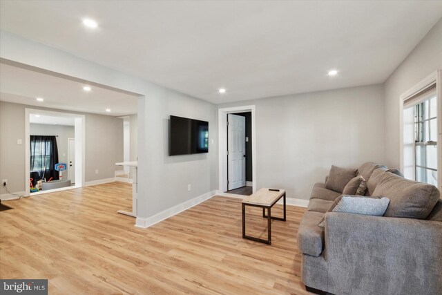 living room featuring light hardwood / wood-style flooring