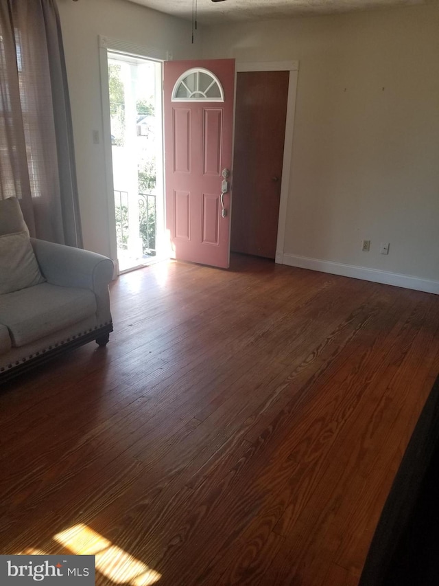 foyer entrance with hardwood / wood-style flooring