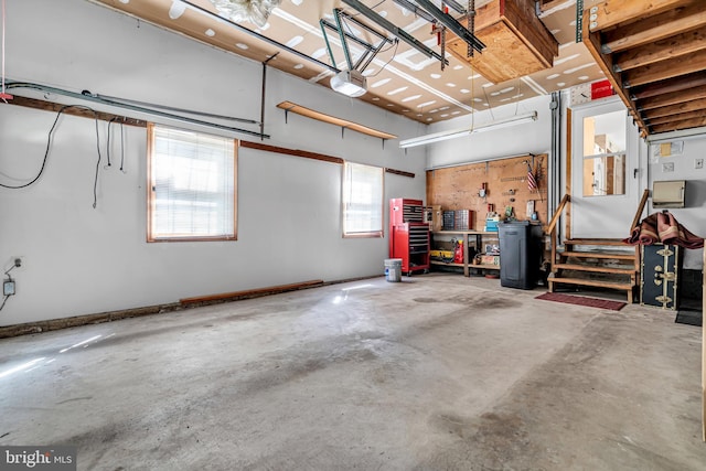 garage with a garage door opener