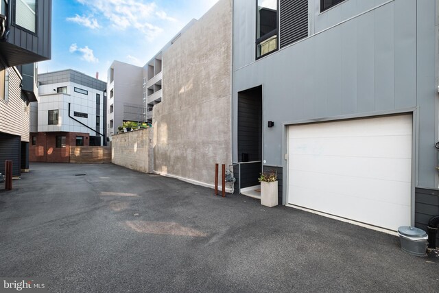 exterior space featuring a garage