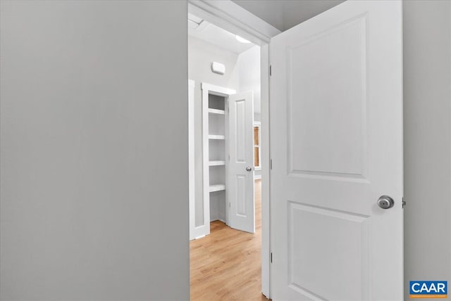 corridor with light wood-type flooring