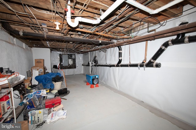 basement with electric panel