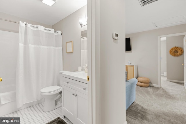 bathroom with visible vents, toilet, and vanity