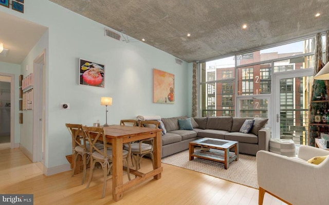 living room featuring light hardwood / wood-style floors