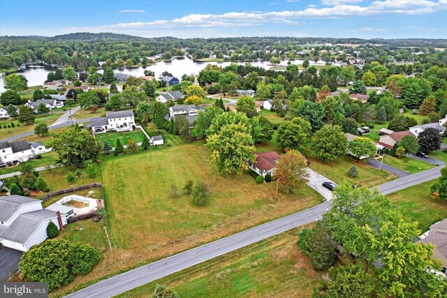 bird's eye view featuring a water view