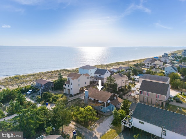 aerial view with a water view and a residential view