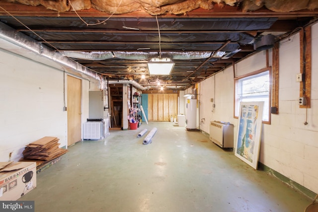 basement featuring water heater