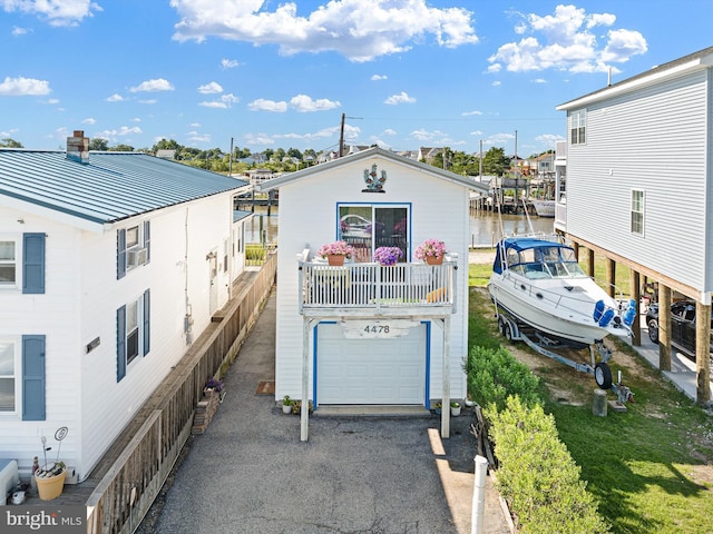 exterior space featuring a water view