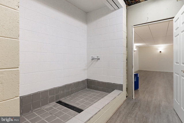 bathroom with hardwood / wood-style flooring