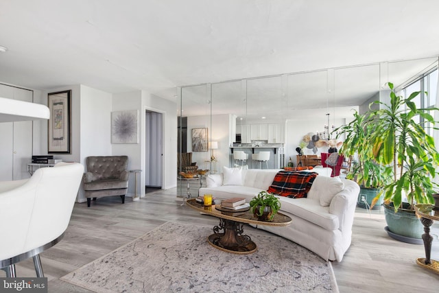 living room featuring light wood-type flooring