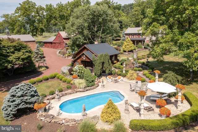 view of swimming pool with a patio