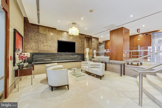 interior space featuring light tile patterned floors