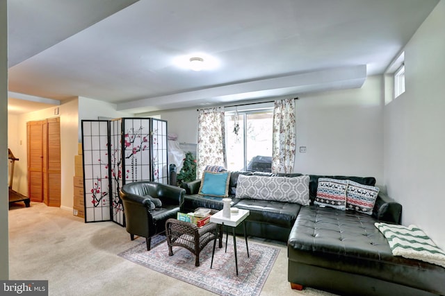 living room with carpet