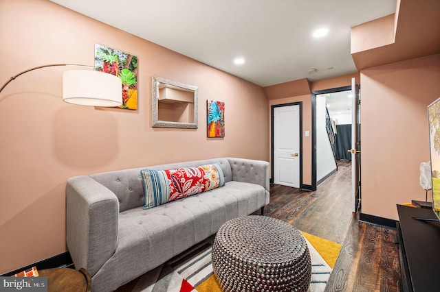 living room featuring dark hardwood / wood-style floors