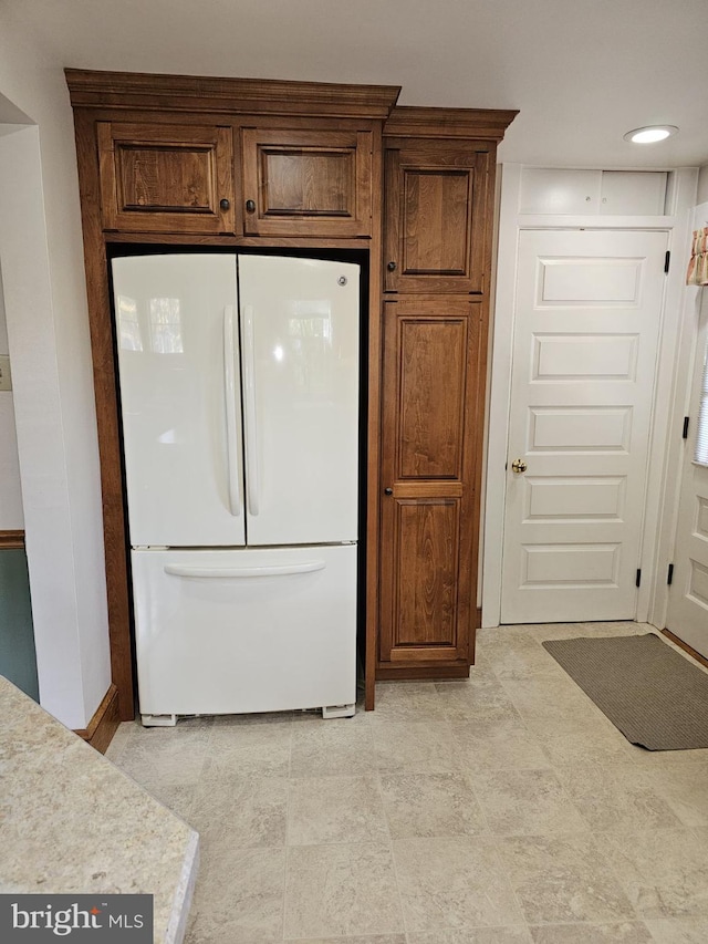 kitchen with white fridge