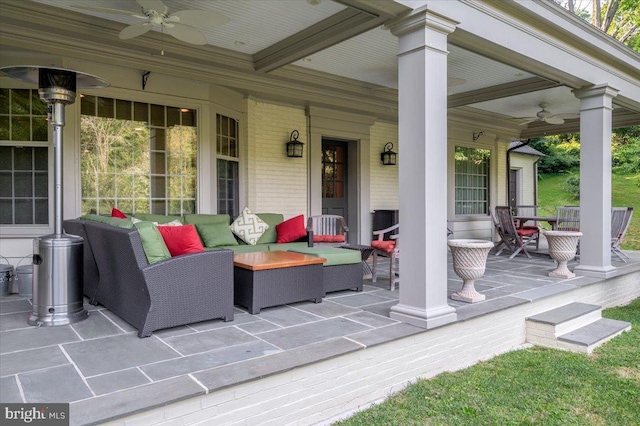 view of patio / terrace featuring ceiling fan and a porch