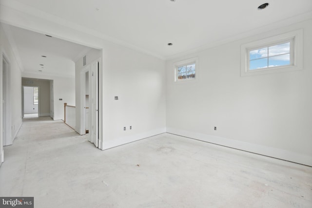 spare room with ornamental molding