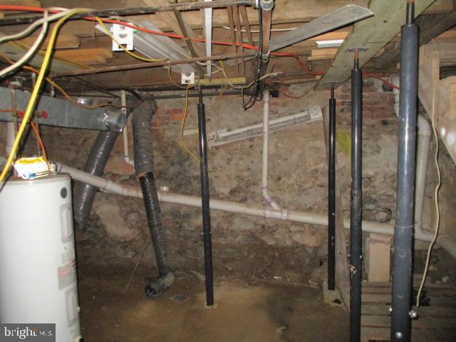 basement with electric water heater