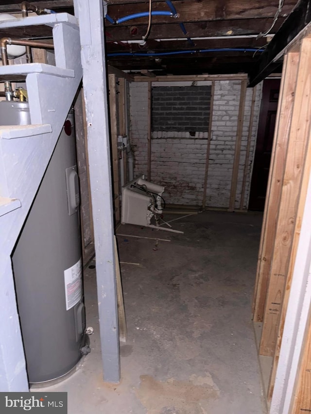 basement with water heater