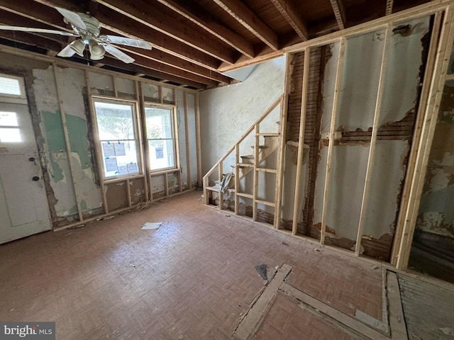 miscellaneous room featuring ceiling fan