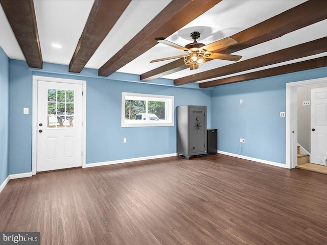 2731 Old Washington Rd, Westminster, MD 21157 - unfurnished living room with beam ceiling, baseboards, and wood finished floors